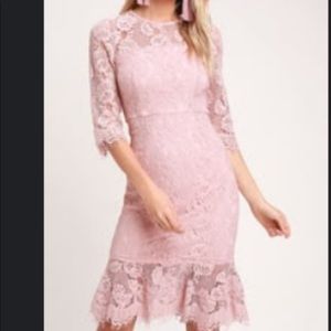 Lulu’s Blush Lace BodyCon Dress Size S